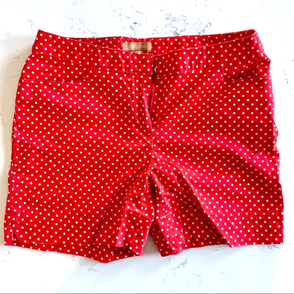 Ellen Tracy Red Polka Dot 5" Shorts Size 10